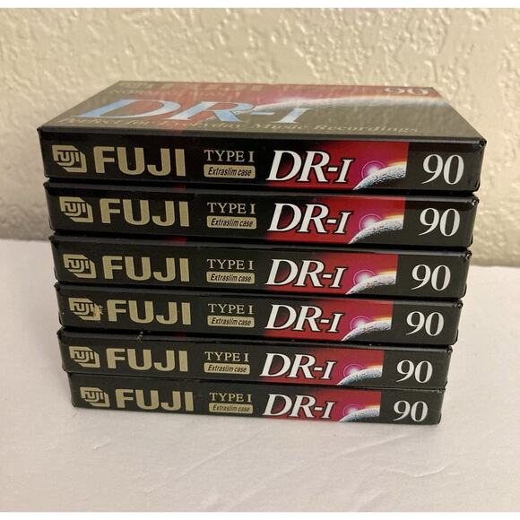 Lot Of 6 Fuji DR-I Normal Bias 90 Min Blank Audio Cassette Tapes Type I IEC I - Picture 1 of 3